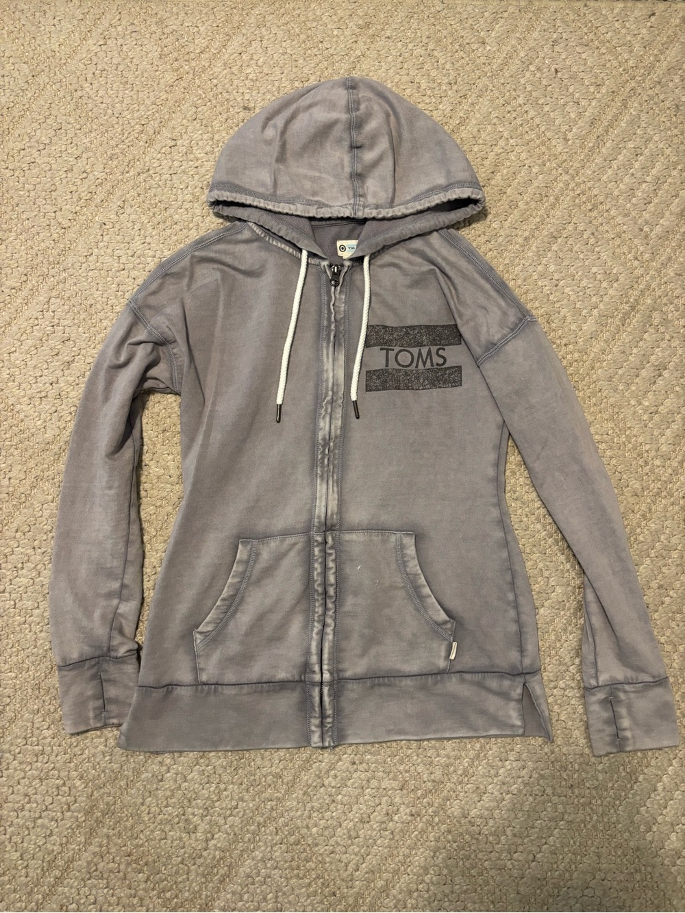 TOMS Light Gray Pullover Hoodie with Drawstring